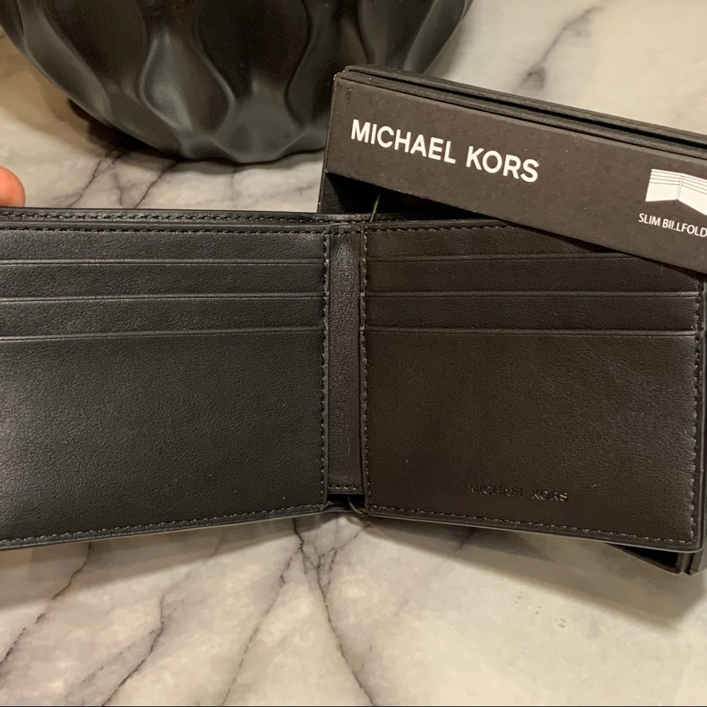 Michael Kors Men's Slim Billfold Grey Leather Wallet NWT $98 - Picture 4 of 9